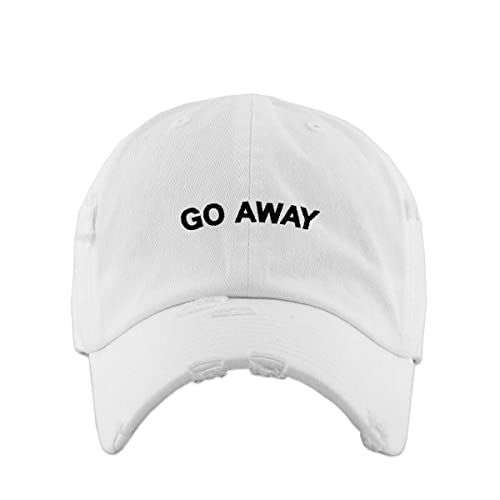 Go Away Vintage Baseball Cap Embroidered Cotton Adjustable Distressed Dad Hat - Foto 14 di 15