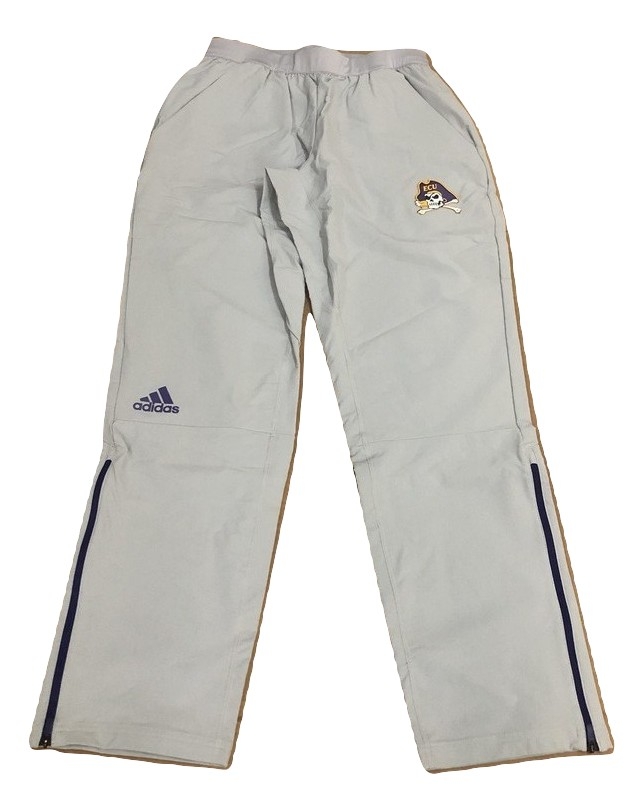 Мужские тканые брюки Adidas NCAA ECU с застежкой-молнией на пуговицах серого, фиолетового цвета  