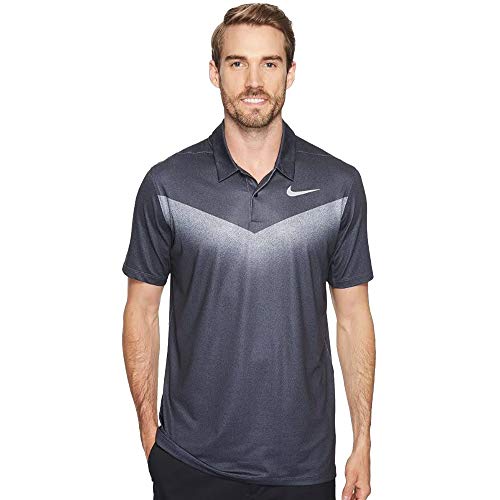 Поло для гольфа Nike Golf Mens Dri-Fit с шевронным принтом, серо-белое AR4278-010 