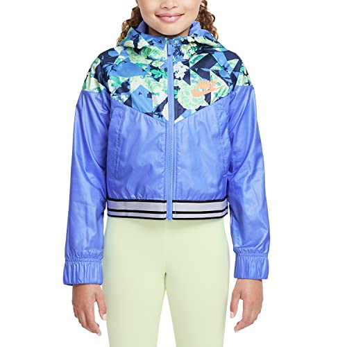 Girl's Nike Windrunner Printed Jacket Royal Pulse Orange Chalk DJ0706-478  - Picture 2 of 2