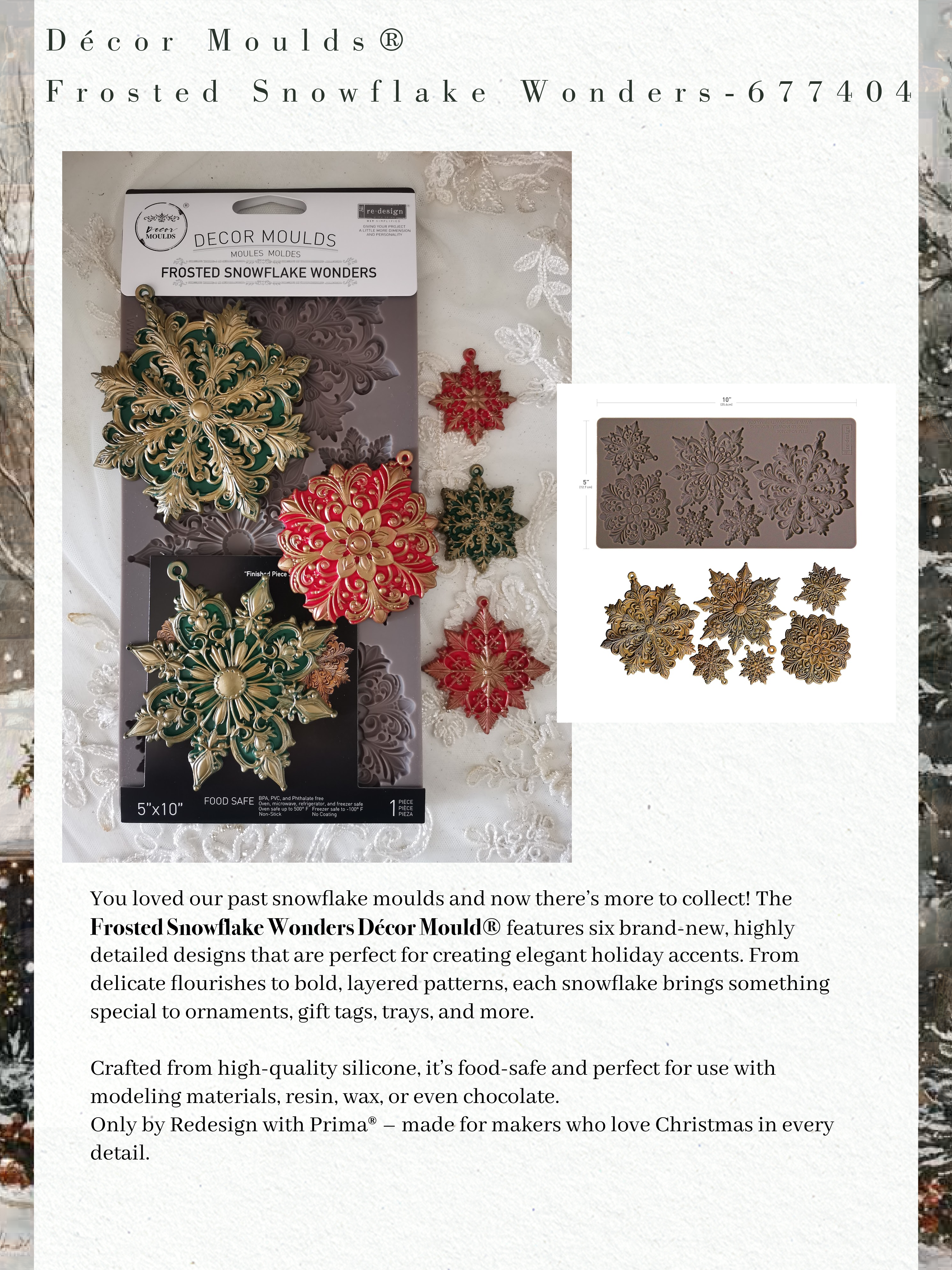 Frosted Snowflake | Silicone Décor Mould | Redesign with Prima - Picture 5 of 6