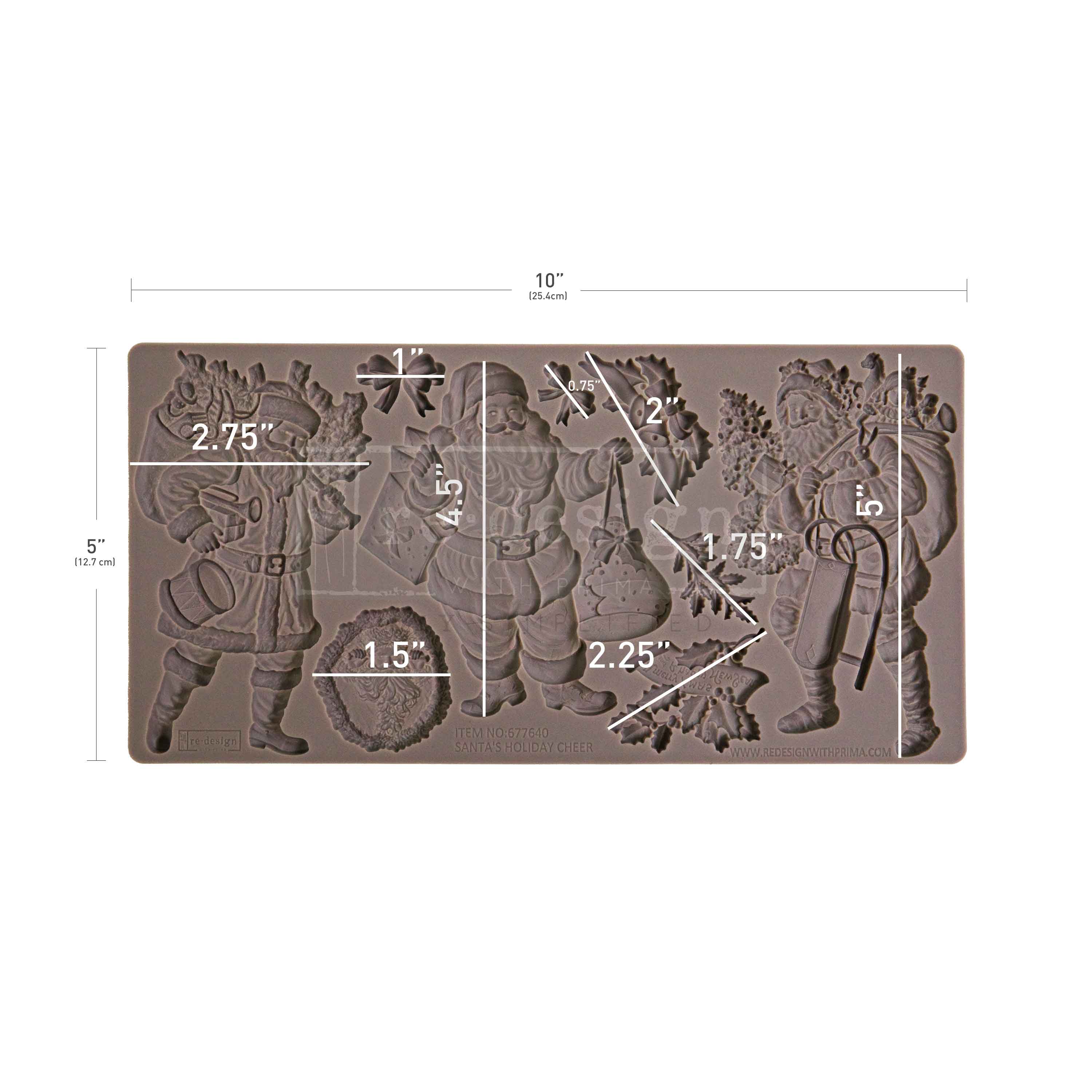 Santa's Holiday Cheer | 5" x 10 Silikon Dekor Form | Redesign mit Prima - Bild 6 von 6