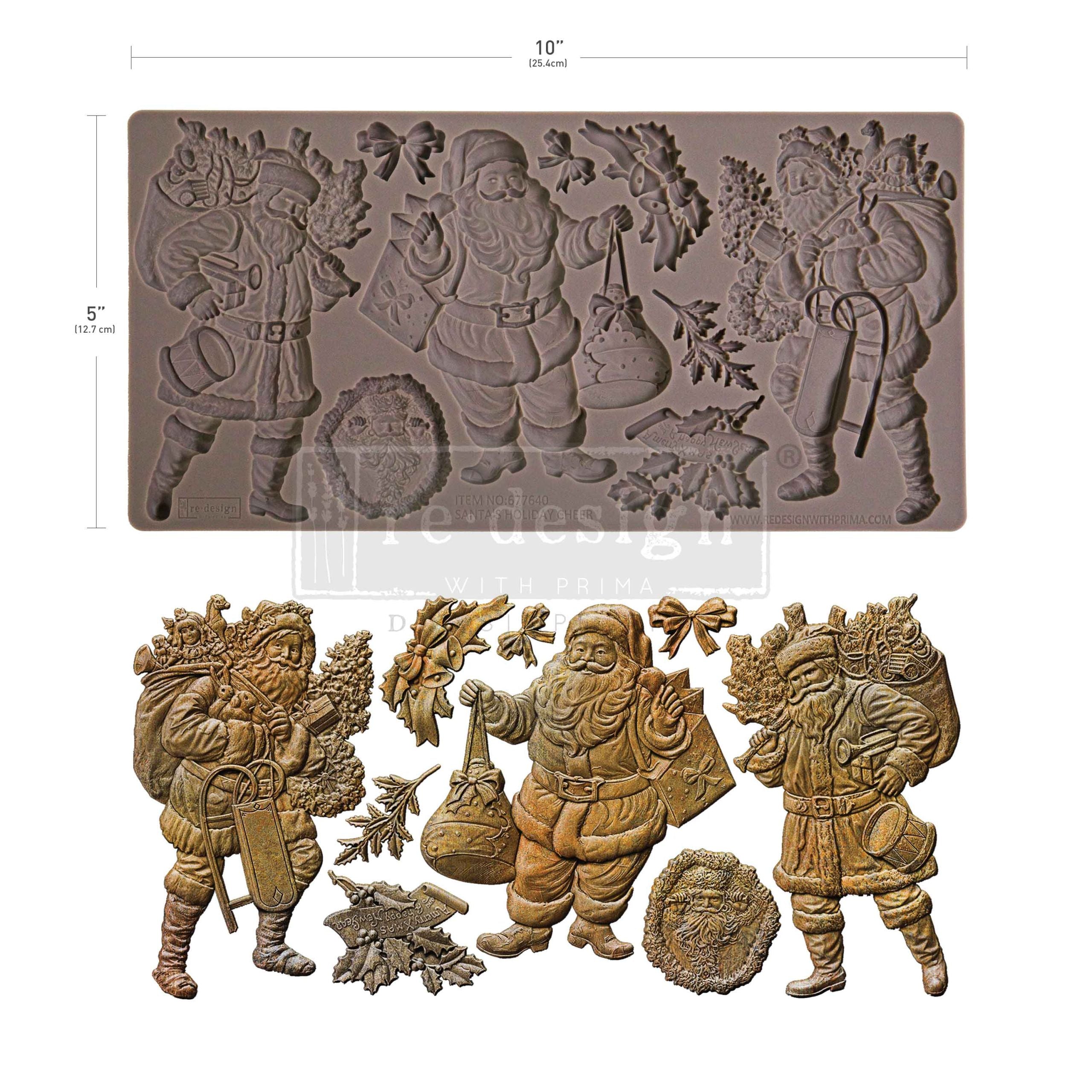 Santa's Holiday Cheer | 5" x 10 Silikon Dekor Form | Redesign mit Prima - Bild 1 von 6
