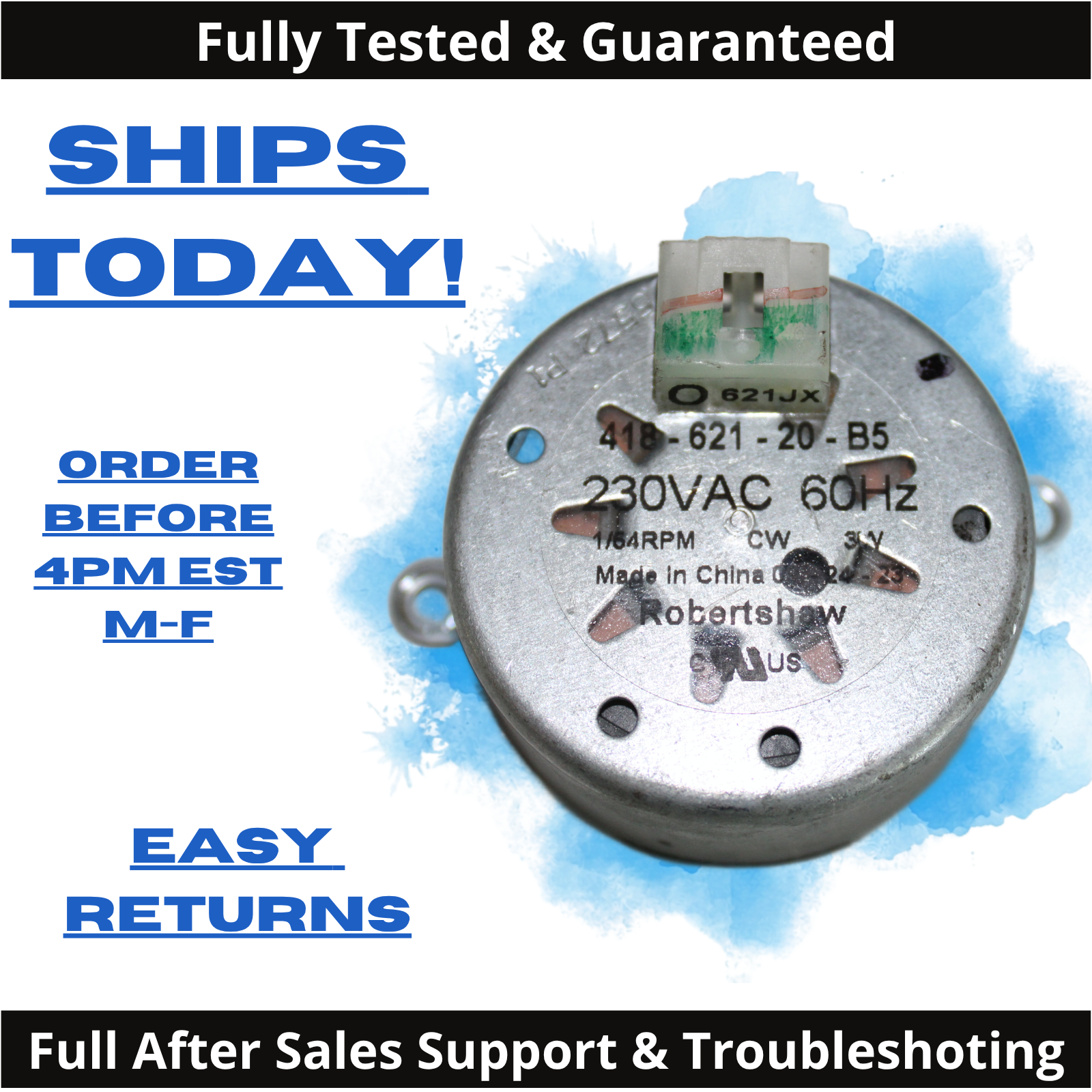 418-621-20-B5 Robert Shaw Dryer Timer Motor  Genuine OEM 60 Day Returns