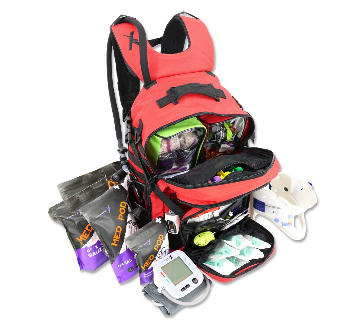 Lightning X Stocked Modular TacMed Backpack+Trauma Fill Kit & Hydration Bladder