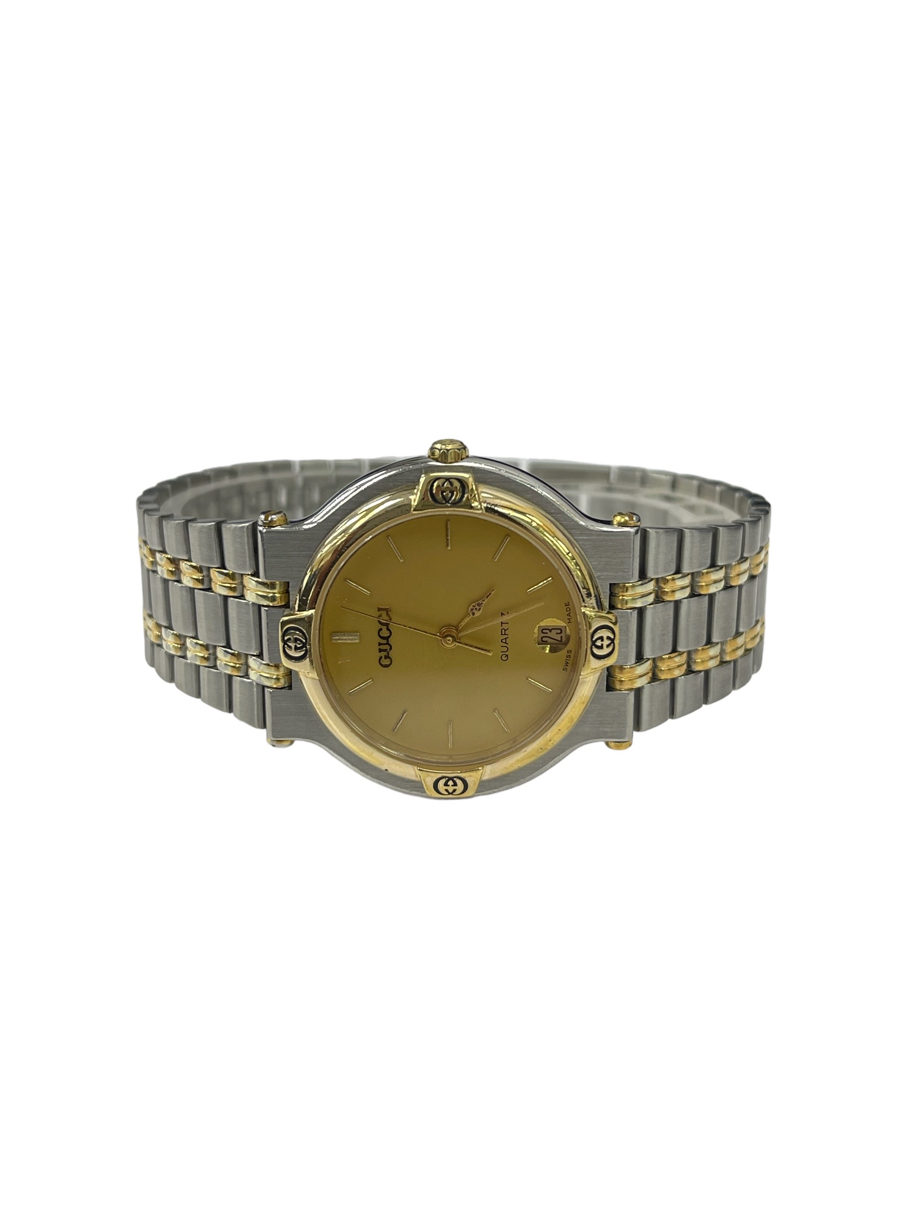 Gucci 9000M Unisex 32mm Two-Tone Stainless Gold Wrist Watch