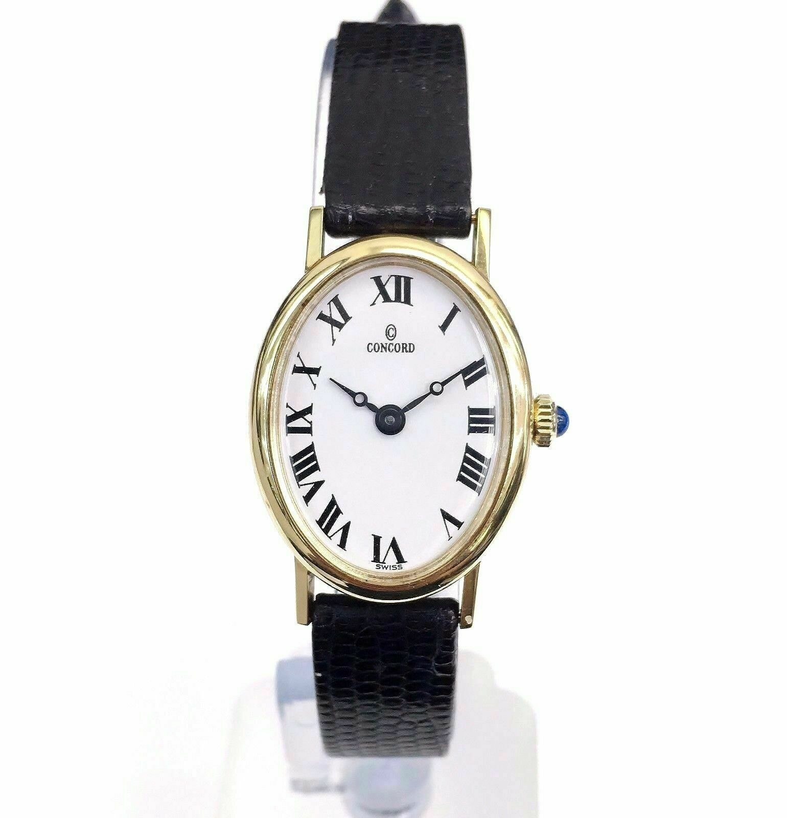 Concord 14K Gold Solid Ladies Dress Watch Manual Wind Original Leather ...