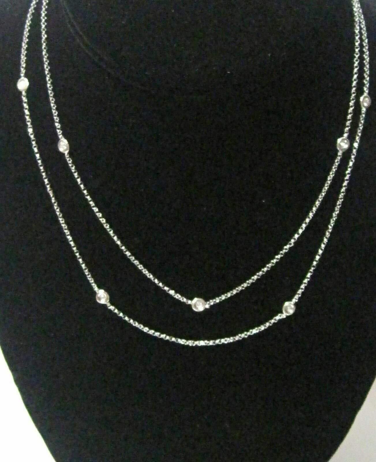 .60 TCW 31" Diamond By The Yard Bezel Strand Necklace G SI1 18k White