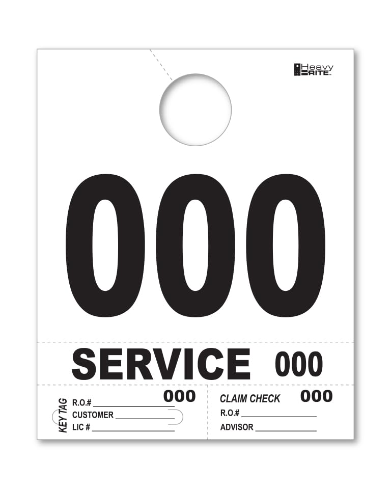 4 Part Heavy-Brite Service Dispatch Numbers – White Numbers Key Tag, Claim Check