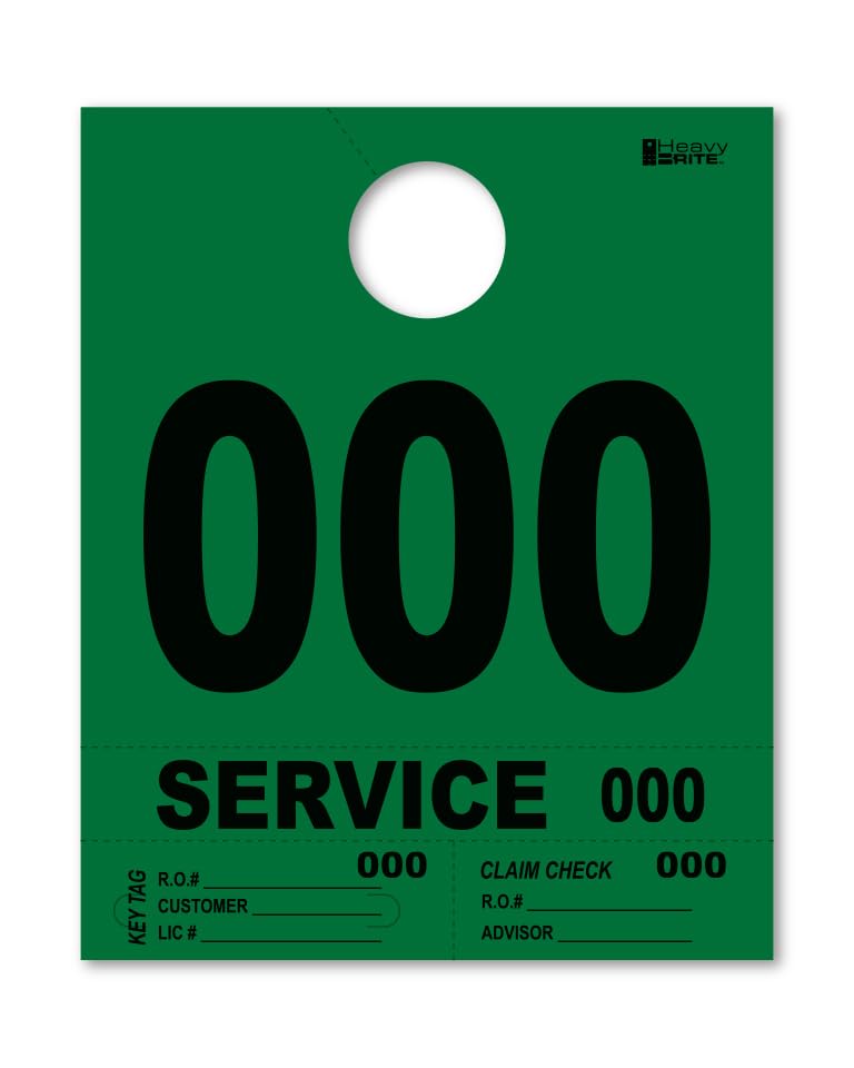 4 Part Heavy-Brite Service Dispatch Numbers – Green Numbers Key Tag, Claim Check