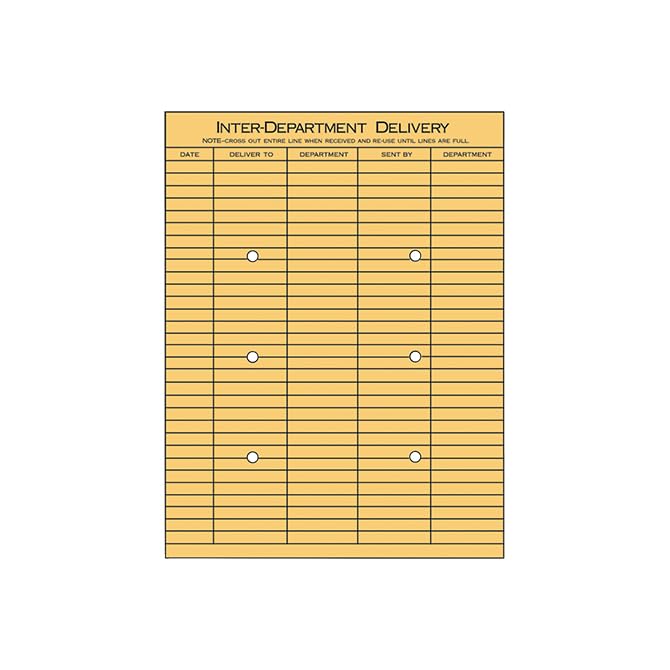 10" x 13" String & Button Interoffice Envelope - 2 Sided with 5 Column Format