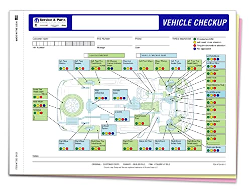 Multi-Point Inspection Form - Compatible with Chrysler 3 Part Carbonless Vehicle