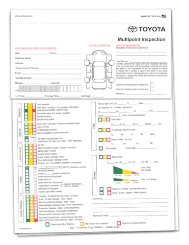 Formulario de inspección multipunto - Compatible con Toyota lista de verificación sin carbono de 3 piezas - Imagen 3 de 5