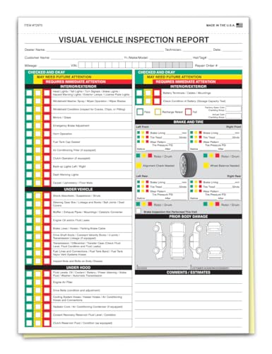 Generic โ Visual Vehicle Inspection Report 2 Part Carbonless Vehicle Checklist - Picture 5 of 5