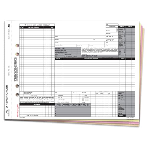 Repair Orders for Automotive Shops – 7.6 × 8.5″ Carbonless 3-Part Snap-Out Forms