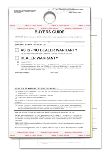 As-Is–No Lines Hanging Buyers Guide with Hole – 8.5″ × 11.75″, 2-Part Carbonless
