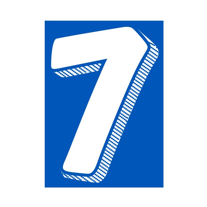 White Blue 7-1/2" Number Window Stickers - Vinyl Car Dealer Windshield Sticker - Picture 9 of 12