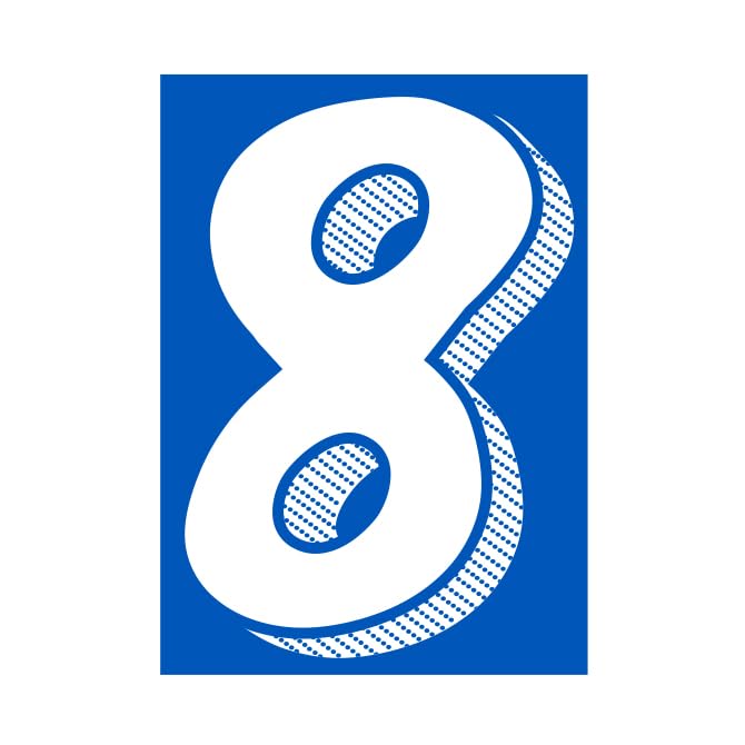 White Blue 7-1/2" Number Window Stickers - Vinyl Car Dealer Windshield Sticker - Picture 10 of 12