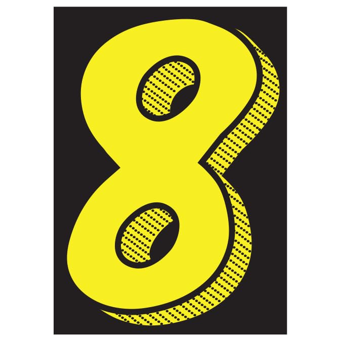 Yellow Black 7-1/2" Number Window Stickers - Vinyl Car Dealer Windshield Sticker - Picture 10 of 12