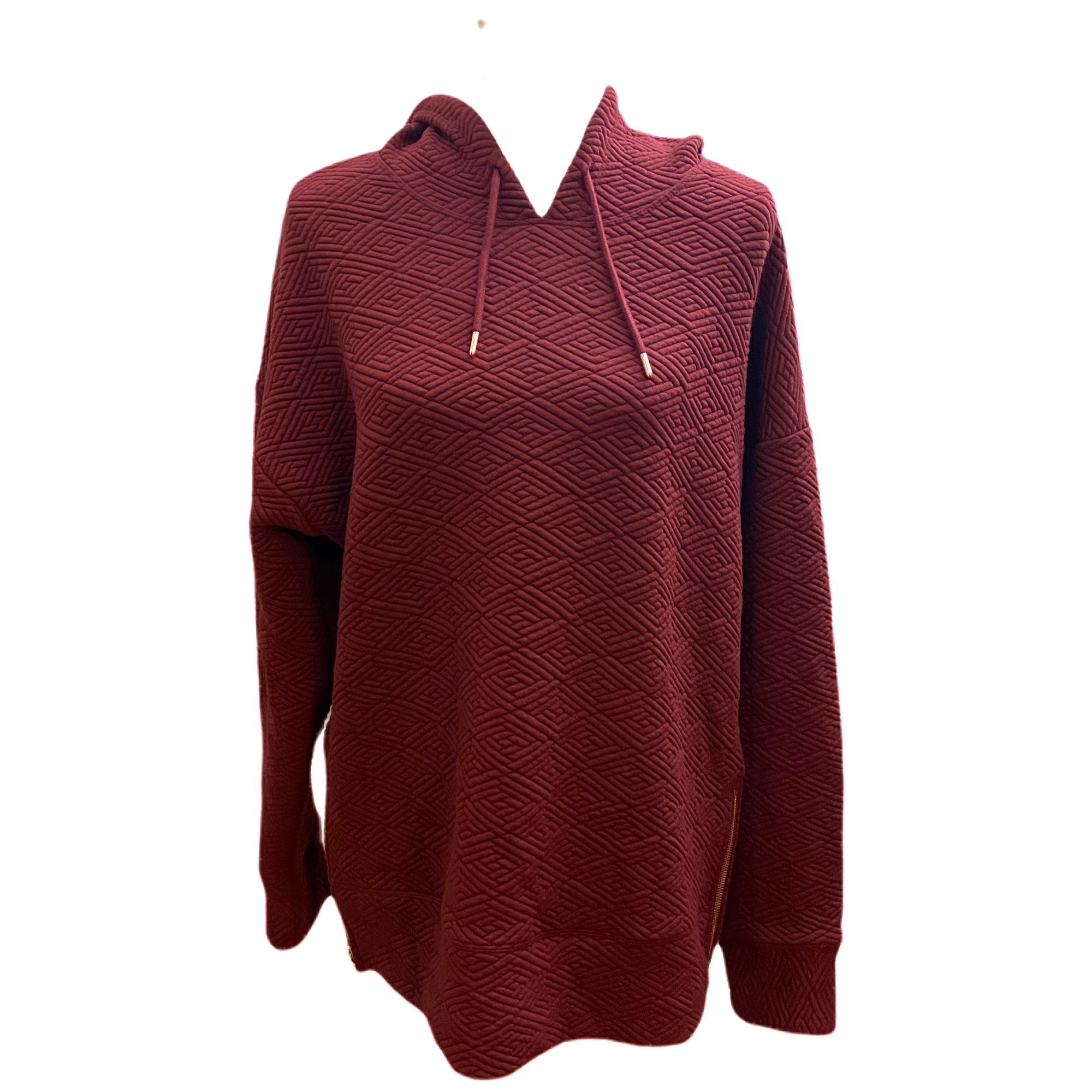 Ideology Women's Sweater Textured Side Zip Hem Pullover Hoodie Sweatshirt Red | eBay