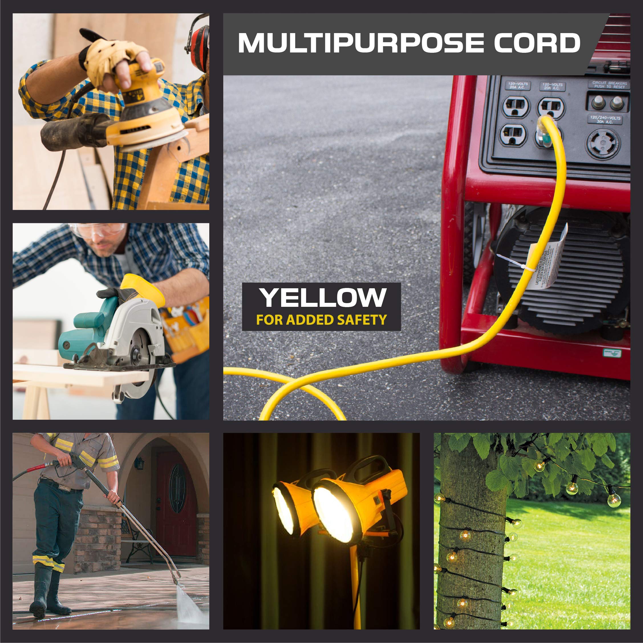 Cable de extensión exterior iluminado de 15 pies con 3 tomas de corriente eléctricas - Imagen 58 de 58