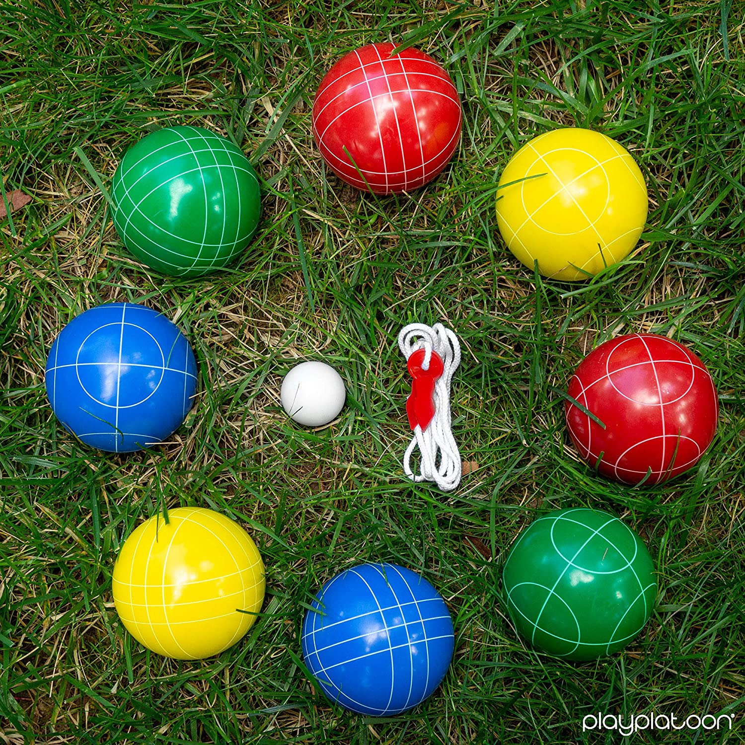 Deluxe Bocce Ball Set - 8 Lightweight 90mm Resin Balls With Case