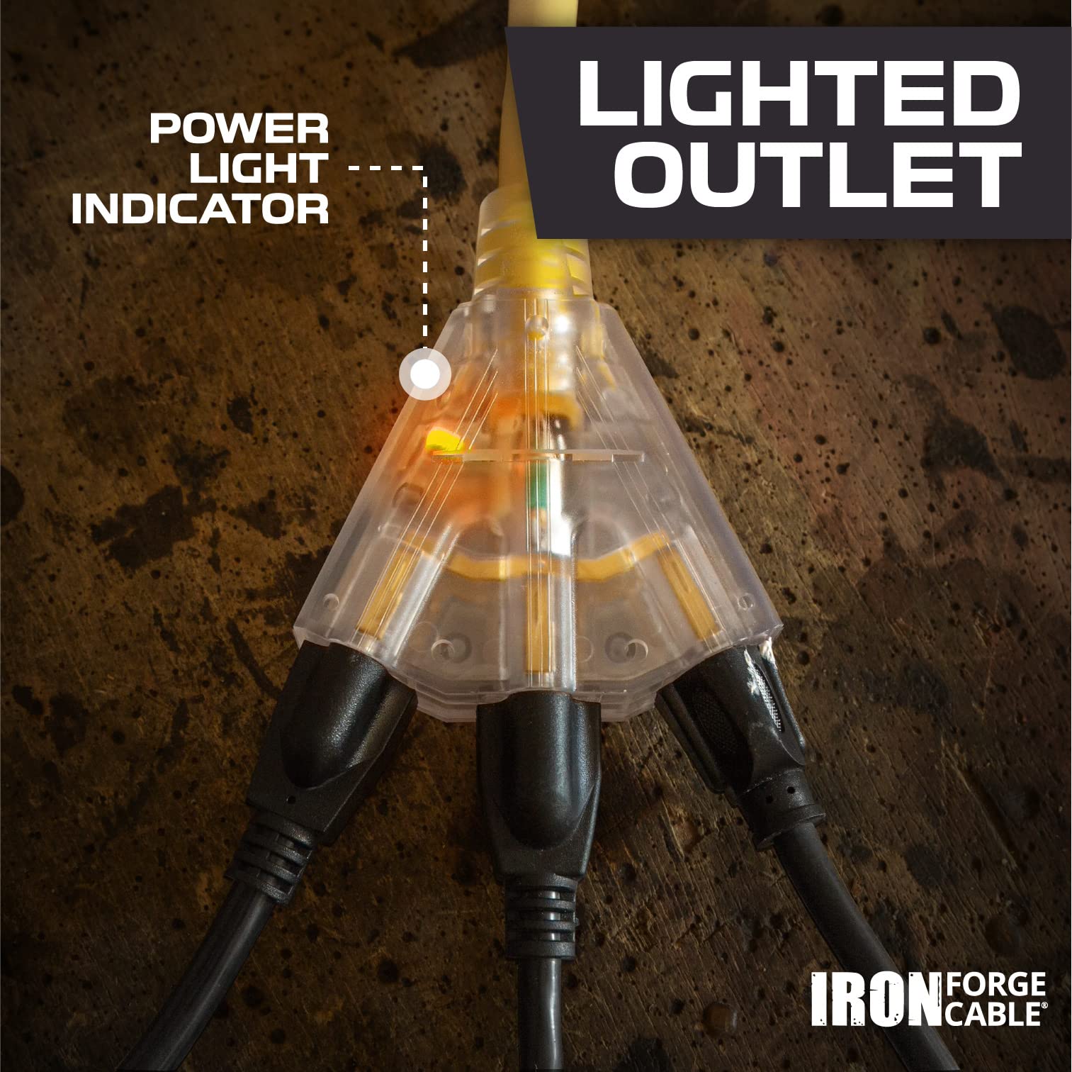 Cable de extensión exterior iluminado con 3 tomas de corriente eléctricas - 25 50 75 100 ft - Imagen 28 de 32