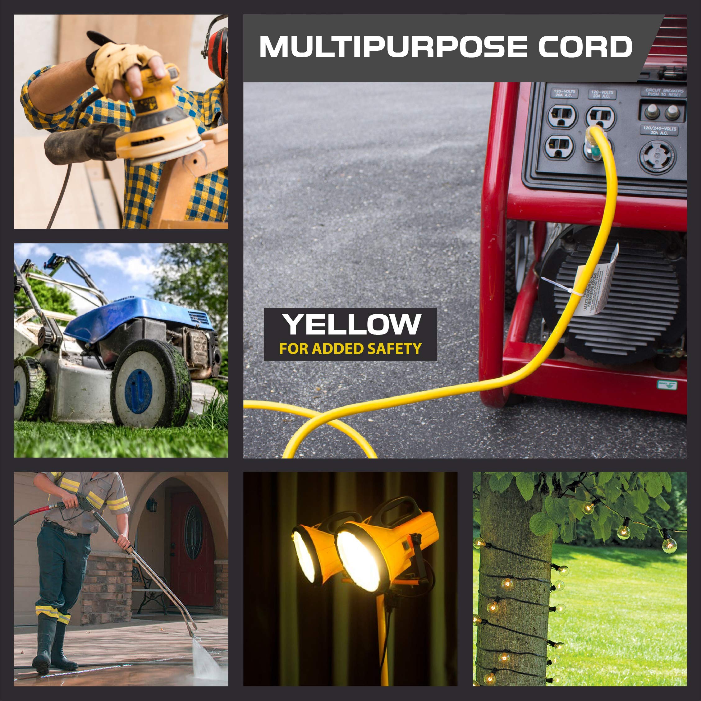 Cable de extensión exterior iluminado de 15 pies con 3 tomas de corriente eléctricas - Imagen 10 de 58