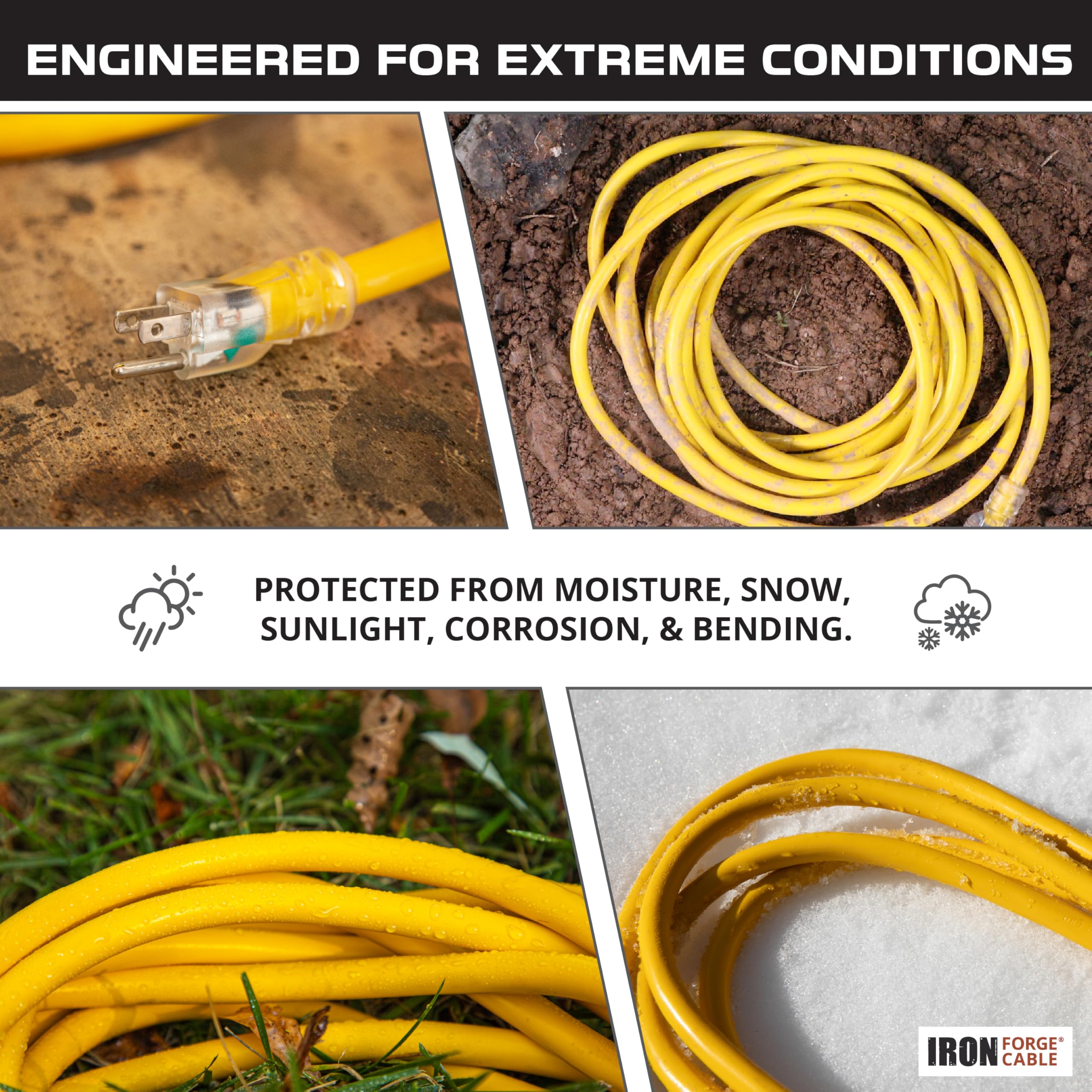Cable de extensión exterior iluminado de 15 pies con 3 tomas de corriente eléctricas - Imagen 36 de 58