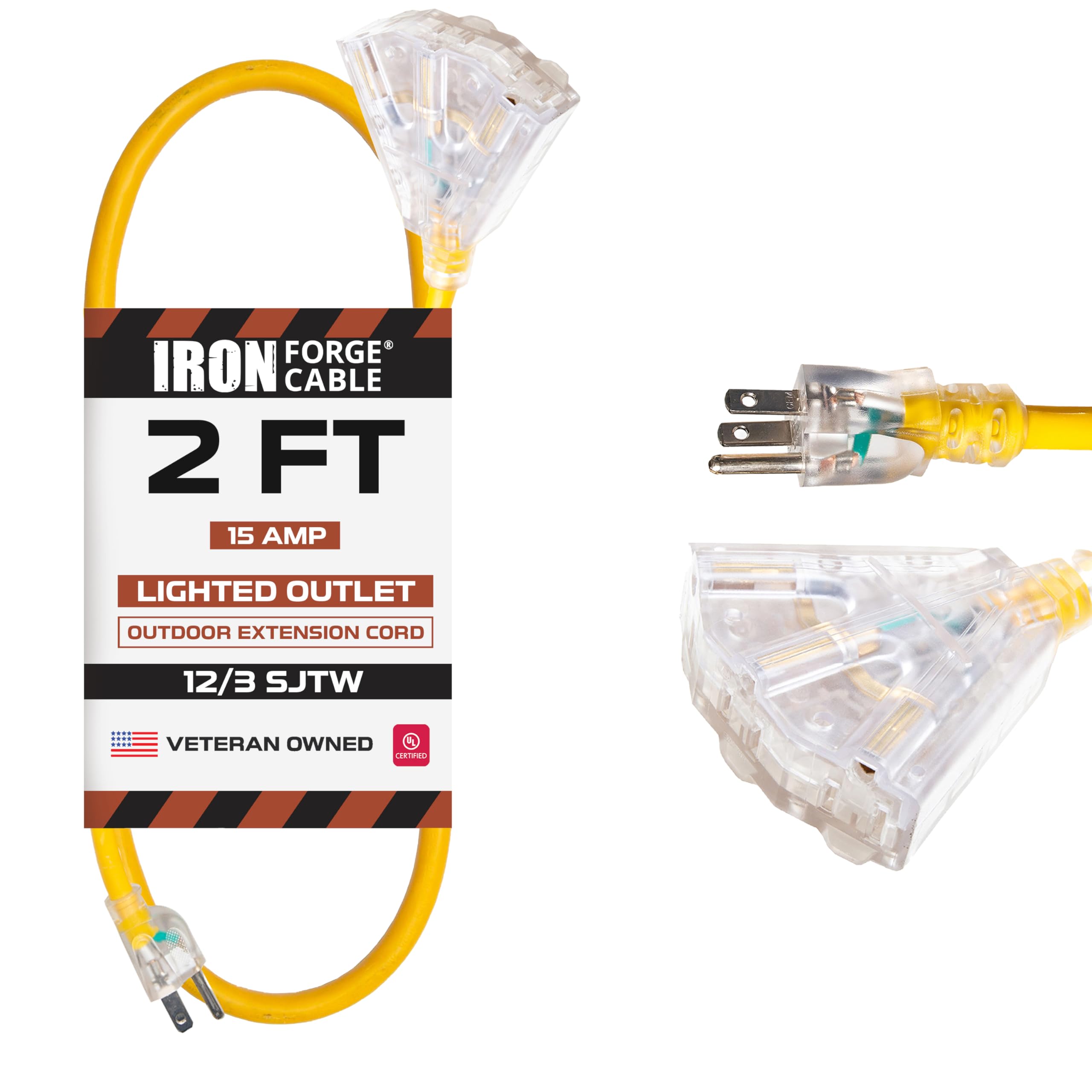 Cable de extensión exterior iluminado de 15 pies con 3 tomas de corriente eléctricas - Imagen 27 de 58