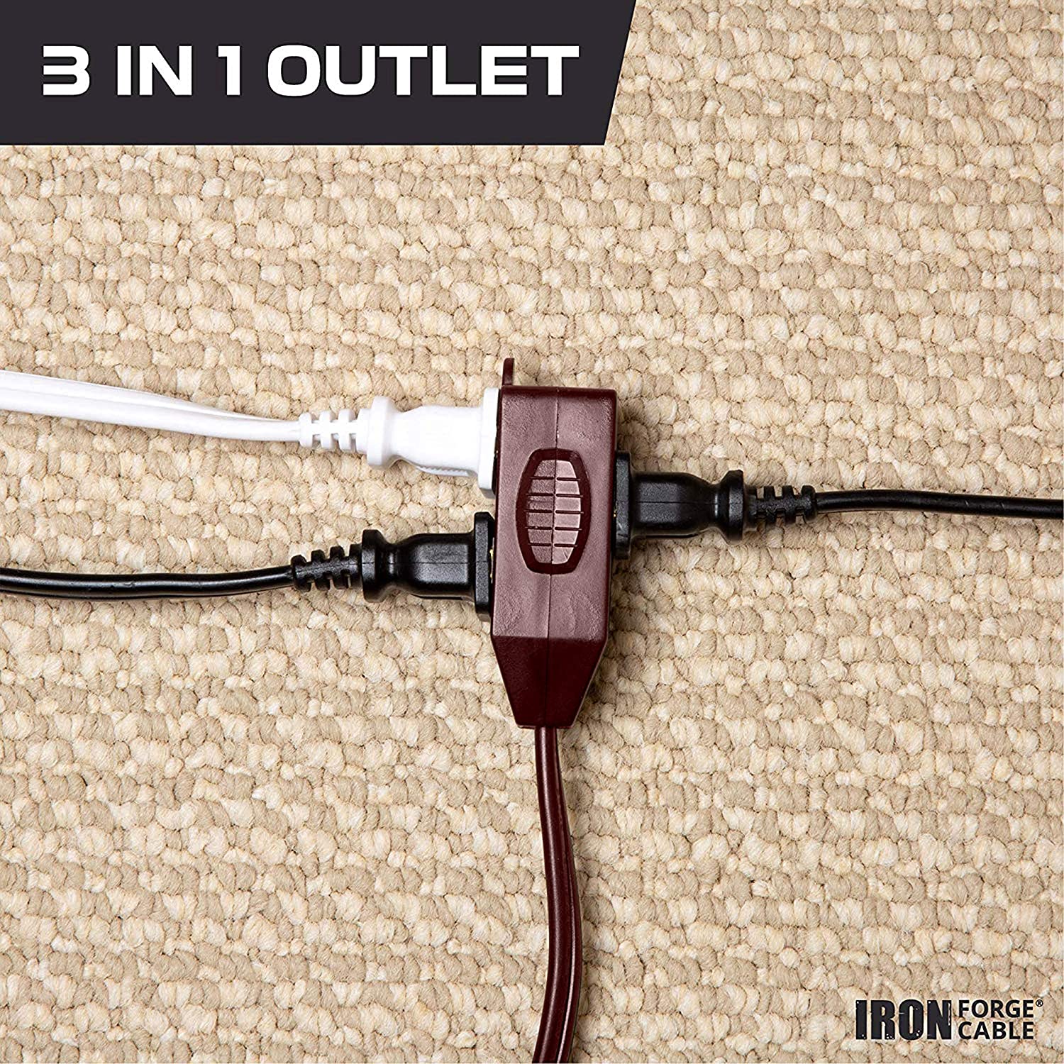 Brown Extension Cord 3 Pack, 6ft 10ft & 15ft 16/2 Durable Electrical