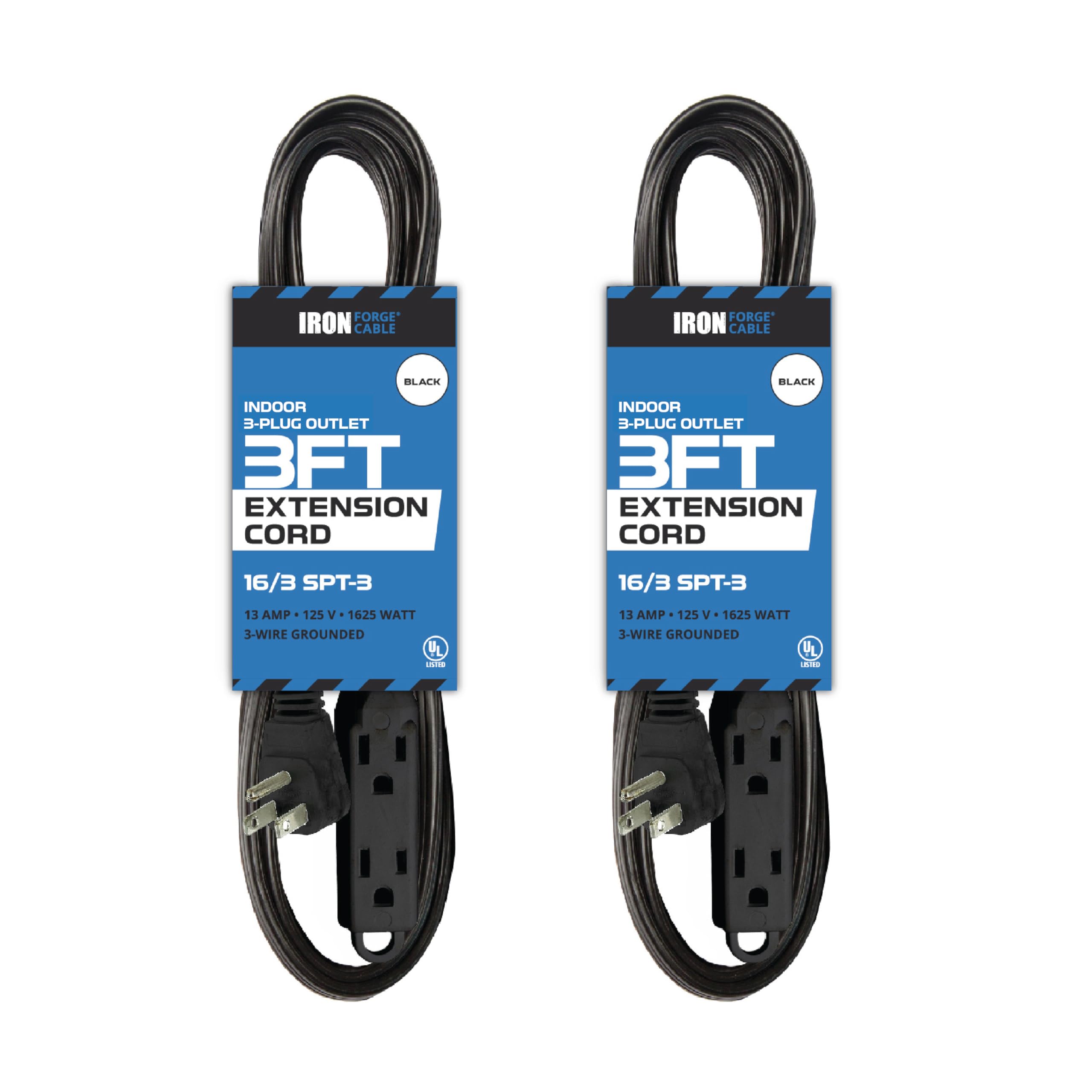 Cable de extensión con bloque de 3 salidas calibre 16 negro - 3, 6, 8, 10, 15 o 25 pies - Imagen 8 de 64