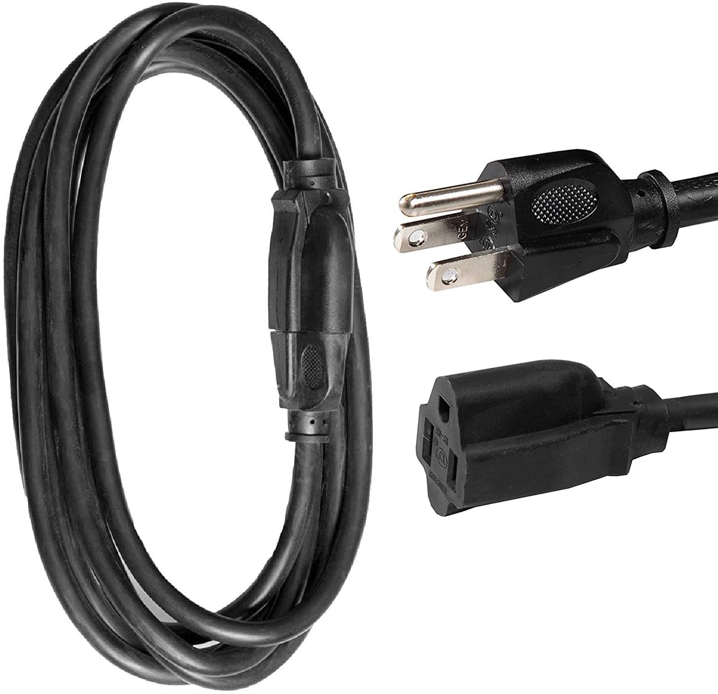 Cable de extensión para exteriores - 16/3 negro resistente 6,8,10,15,25,50,100 pies de largo - Imagen 5 de 30