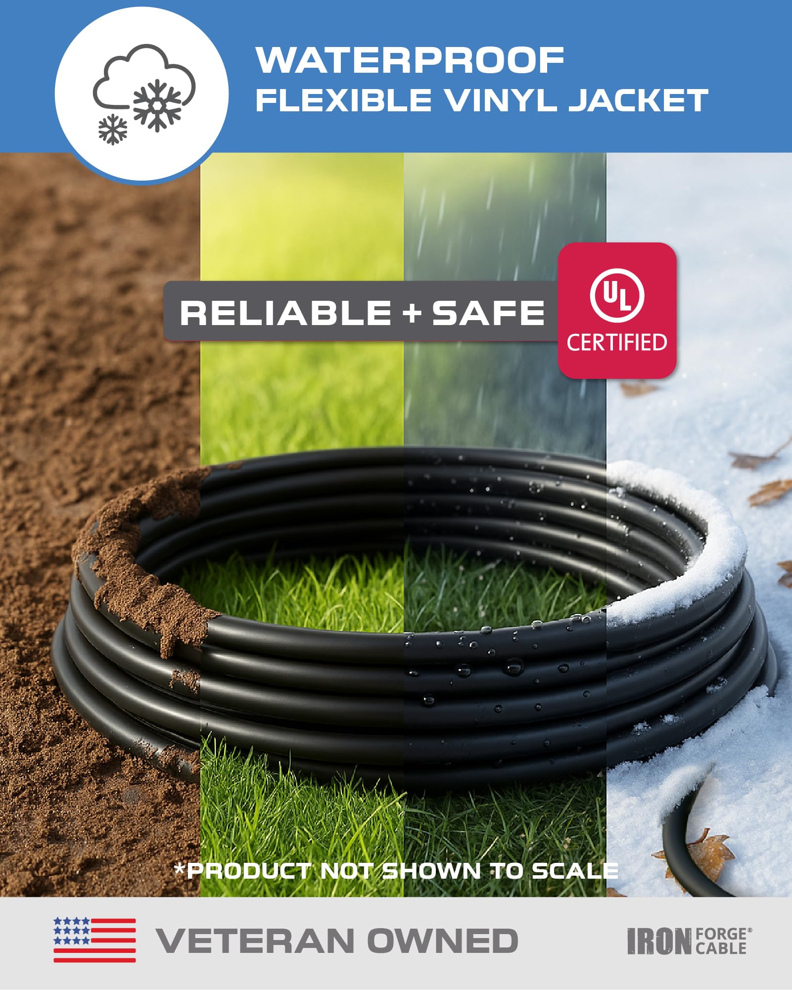 Extension Cord with 3 Electrical Power Outlets - 16/3 SJTW Durable Black Cable - Picture 3 of 17