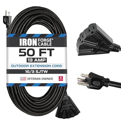 Cable de extensión con 3 tomas de corriente eléctricas - 16/3 SJTW Cable negro duradero - Imagen 10 de 10