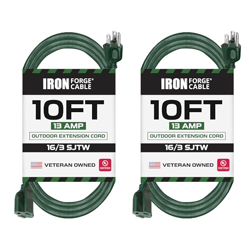 Paquete de 2 cables de extensión para exteriores - verde duradero 16/3 3 clavijas diferentes tamaños - Imagen 2 de 18