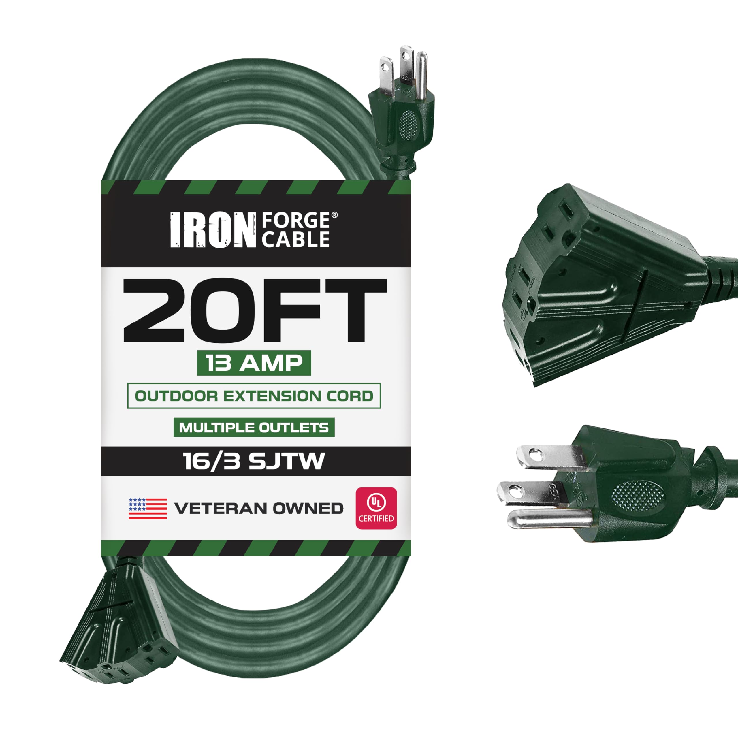 Cable de forja de hierro cable de extensión exterior con 3 tomas de corriente eléctricas - Imagen 2 de 17