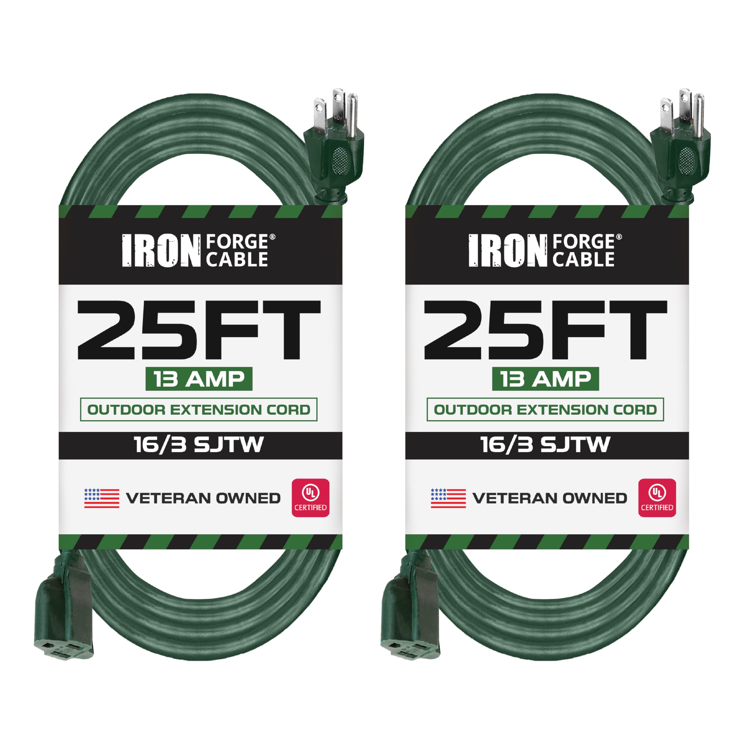 Paquete de 2 cables de extensión para exteriores - verde duradero 16/3 3 clavijas diferentes tamaños - Imagen 11 de 18