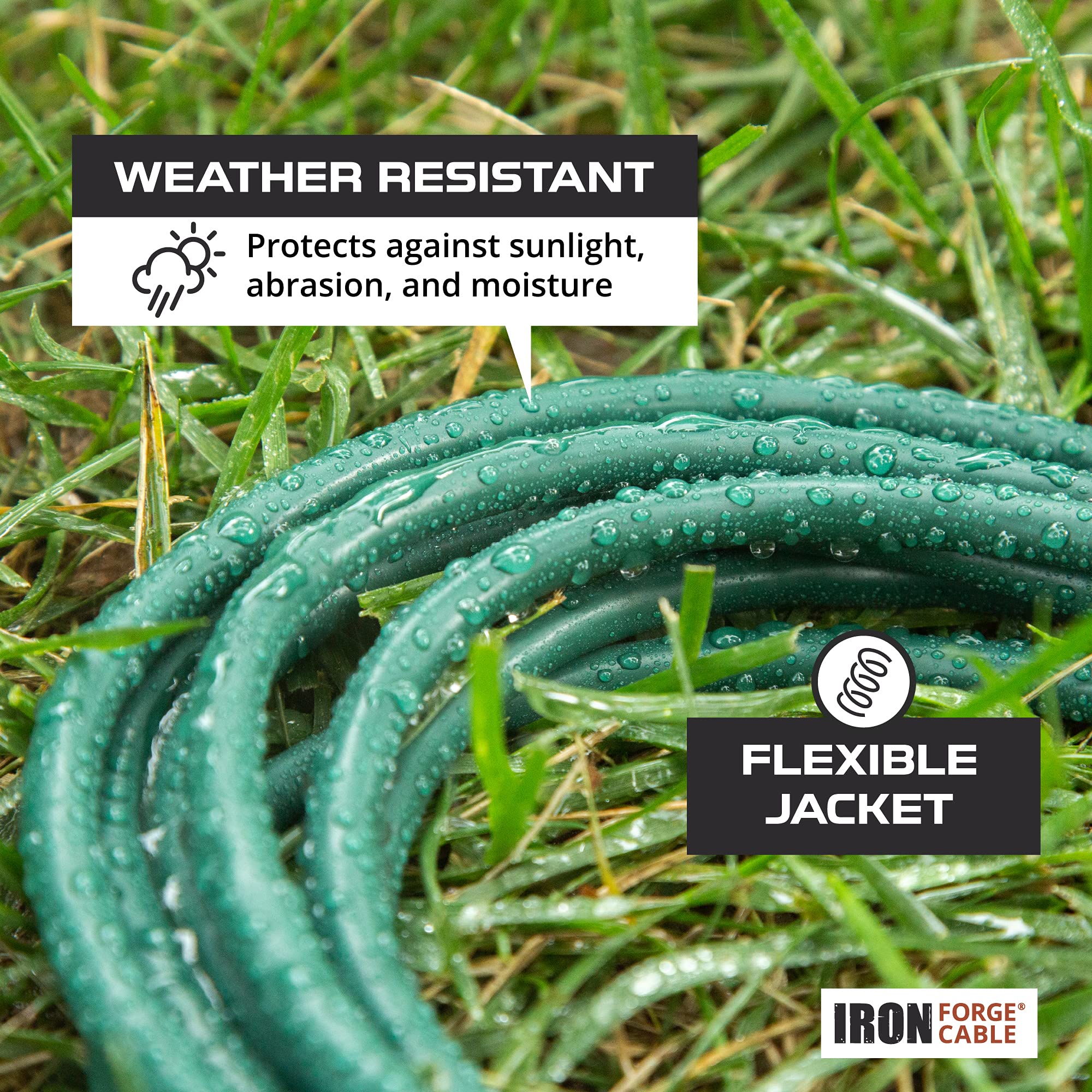 Paquete de 2 cables de extensión para exteriores - verde duradero 16/3 3 clavijas diferentes tamaños - Imagen 16 de 18