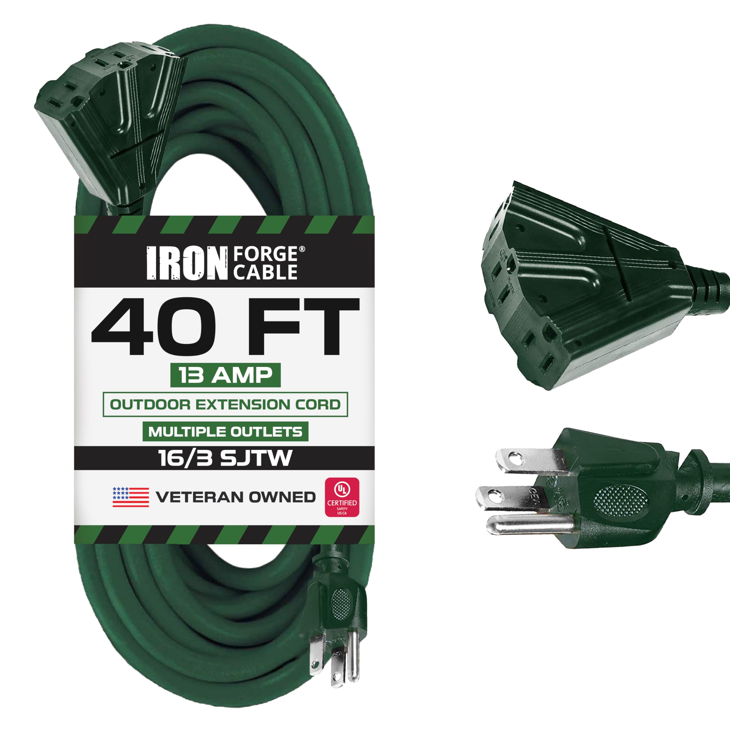 Cable de forja de hierro cable de extensión exterior con 3 tomas de corriente eléctricas - Imagen 10 de 17
