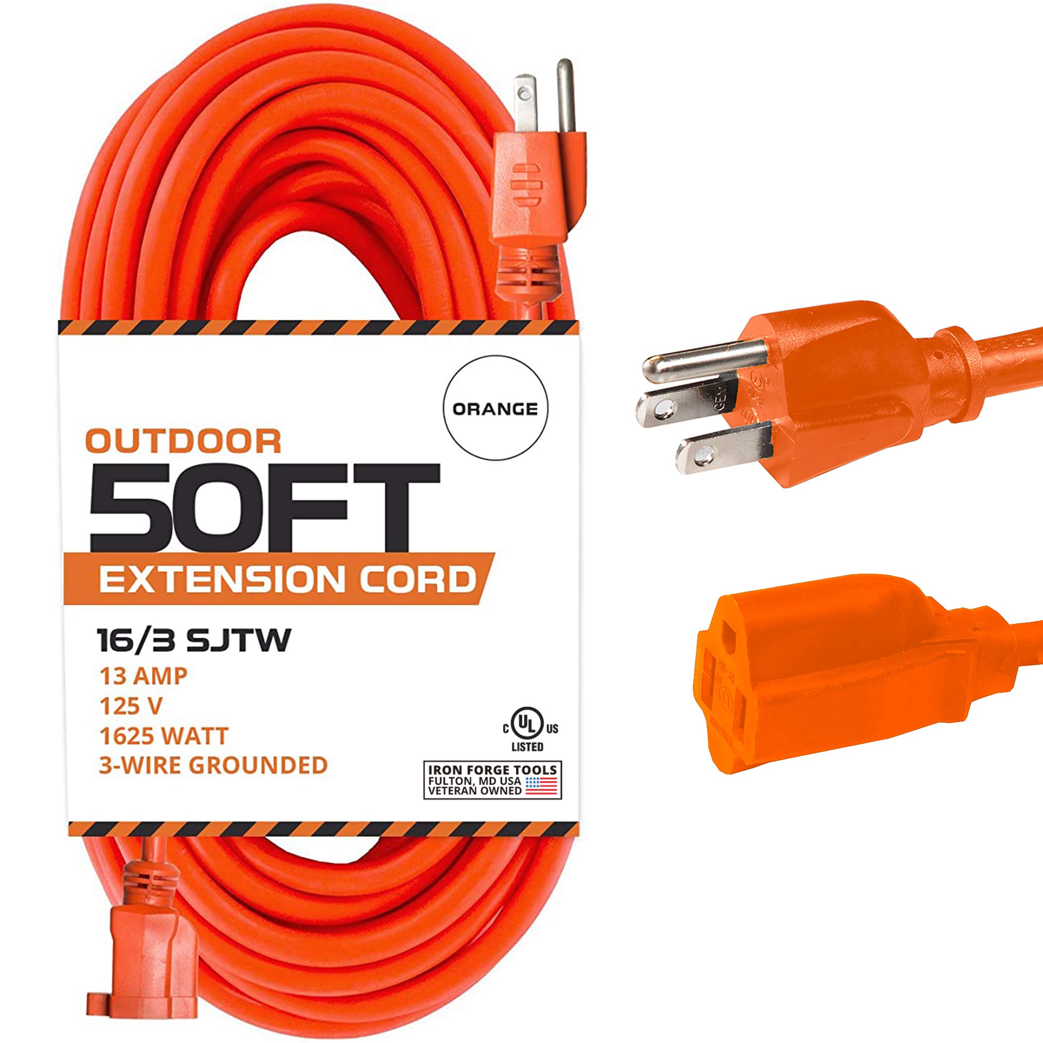 Cable de extensión exterior de alta resistencia naranja 16/3 SJTW de 100, 50 pies - Imagen 2 de 8