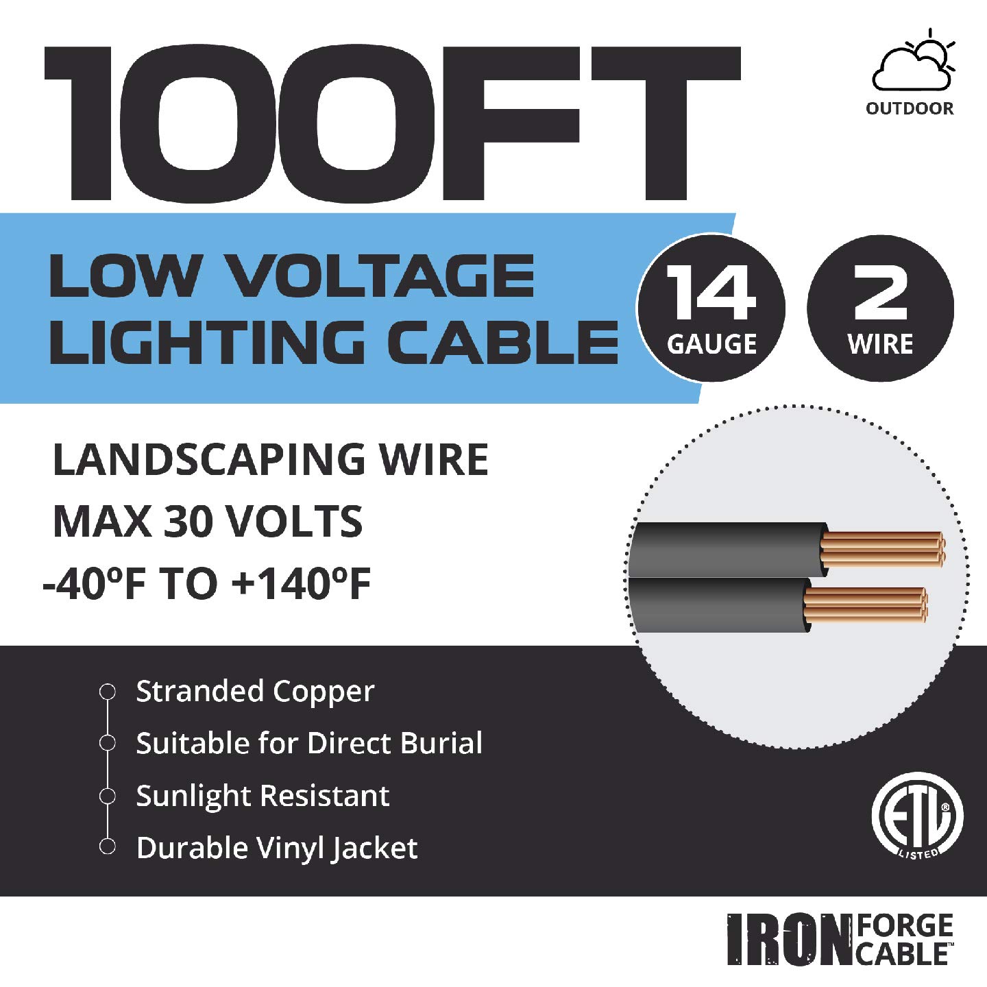 Cable de paisaje de bajo voltaje - Cable exterior para luz de paisaje de diferentes tamaños - Imagen 16 de 23