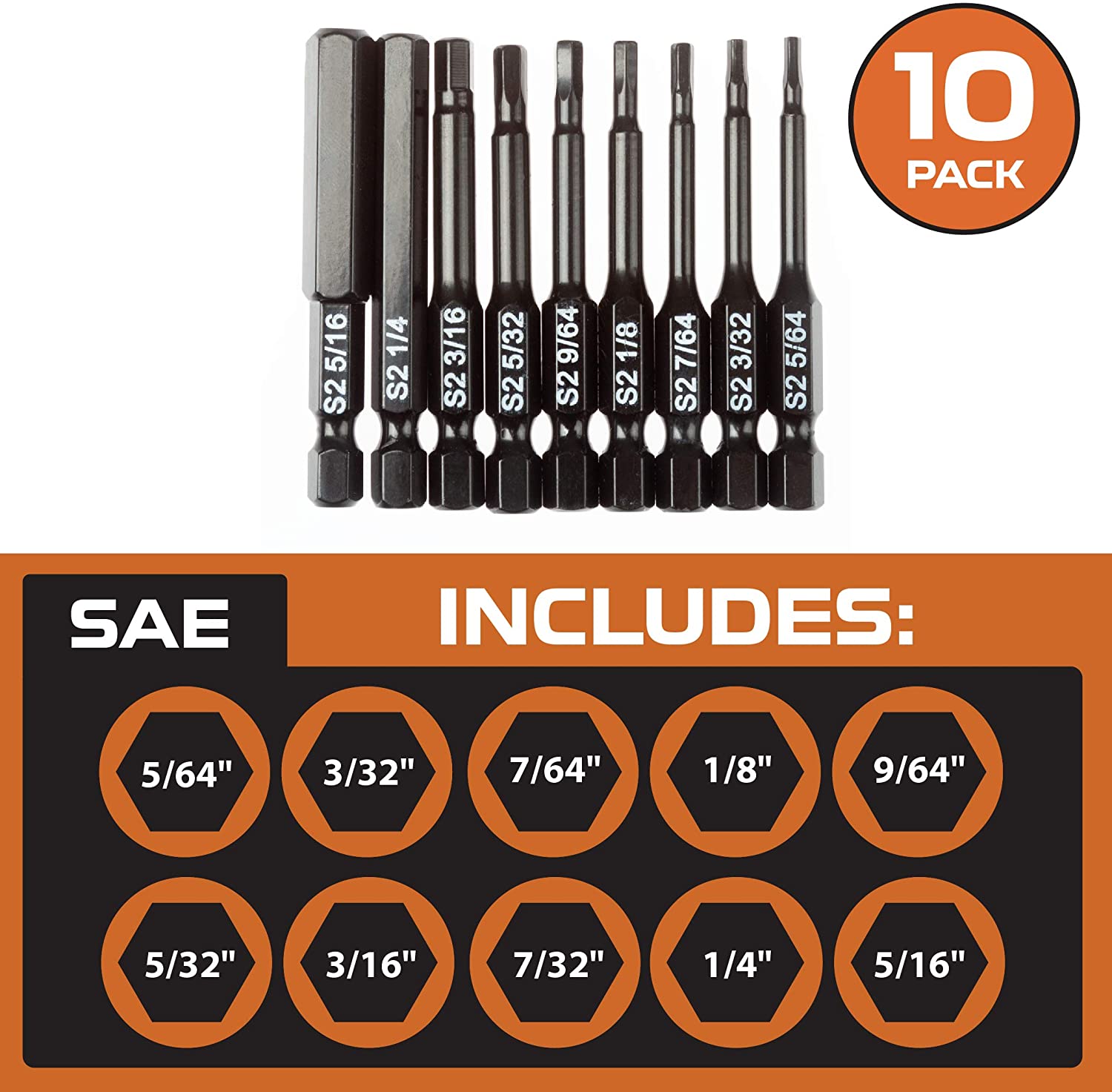 COMOWARE Allen Wrench Drill Bit Set Hex Bits Set, Tips