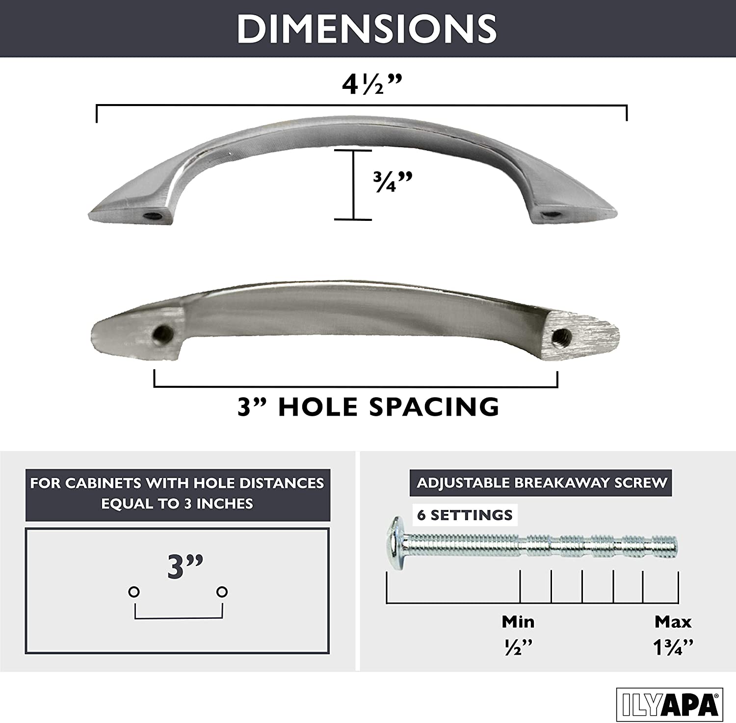 Satin Nickel Kitchen Handles 3 Inch Pulls 25 Pack of