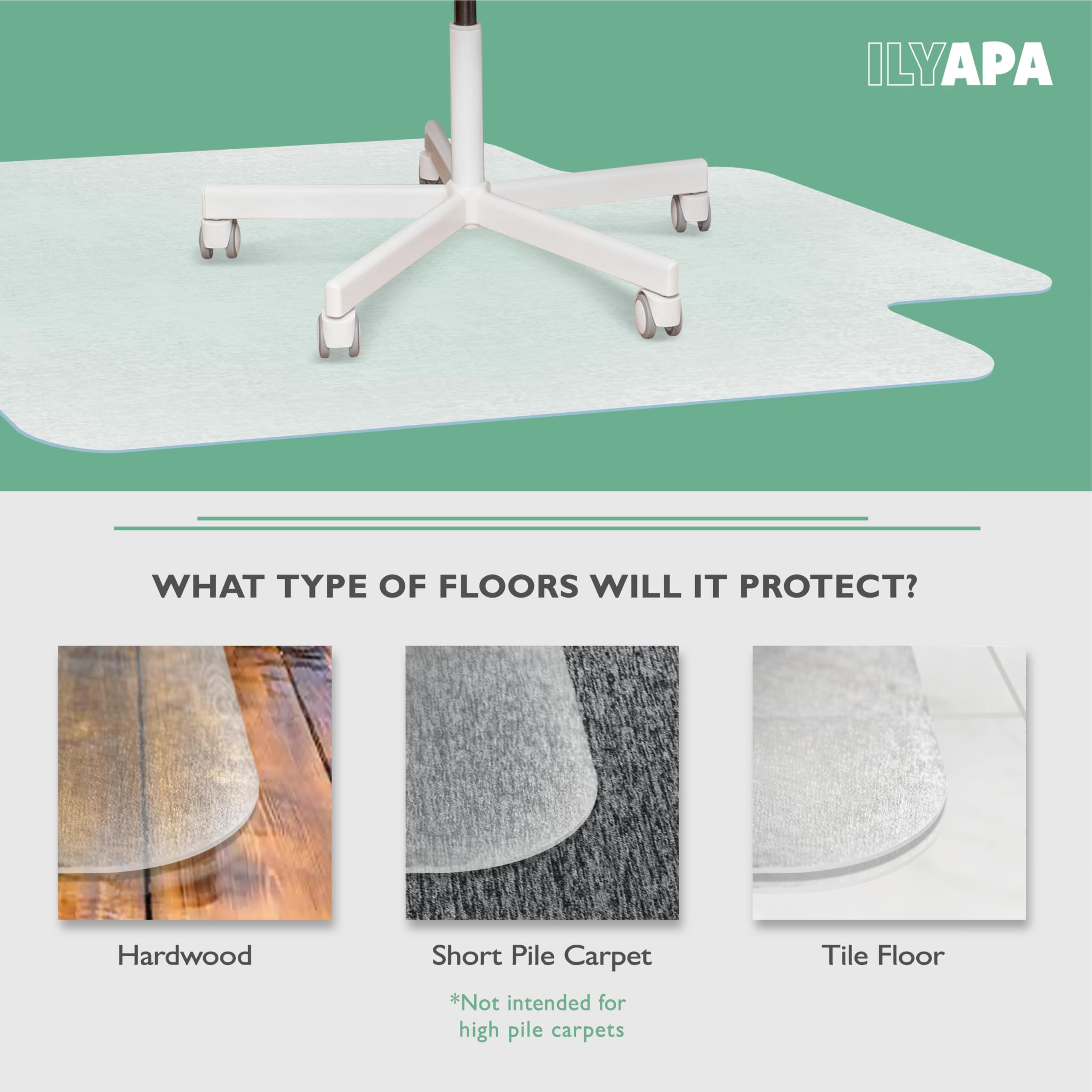 Office Chair Mat for Hard Floors - Clear Hardwood Mat for Desk Chairs - Picture 25 of 48