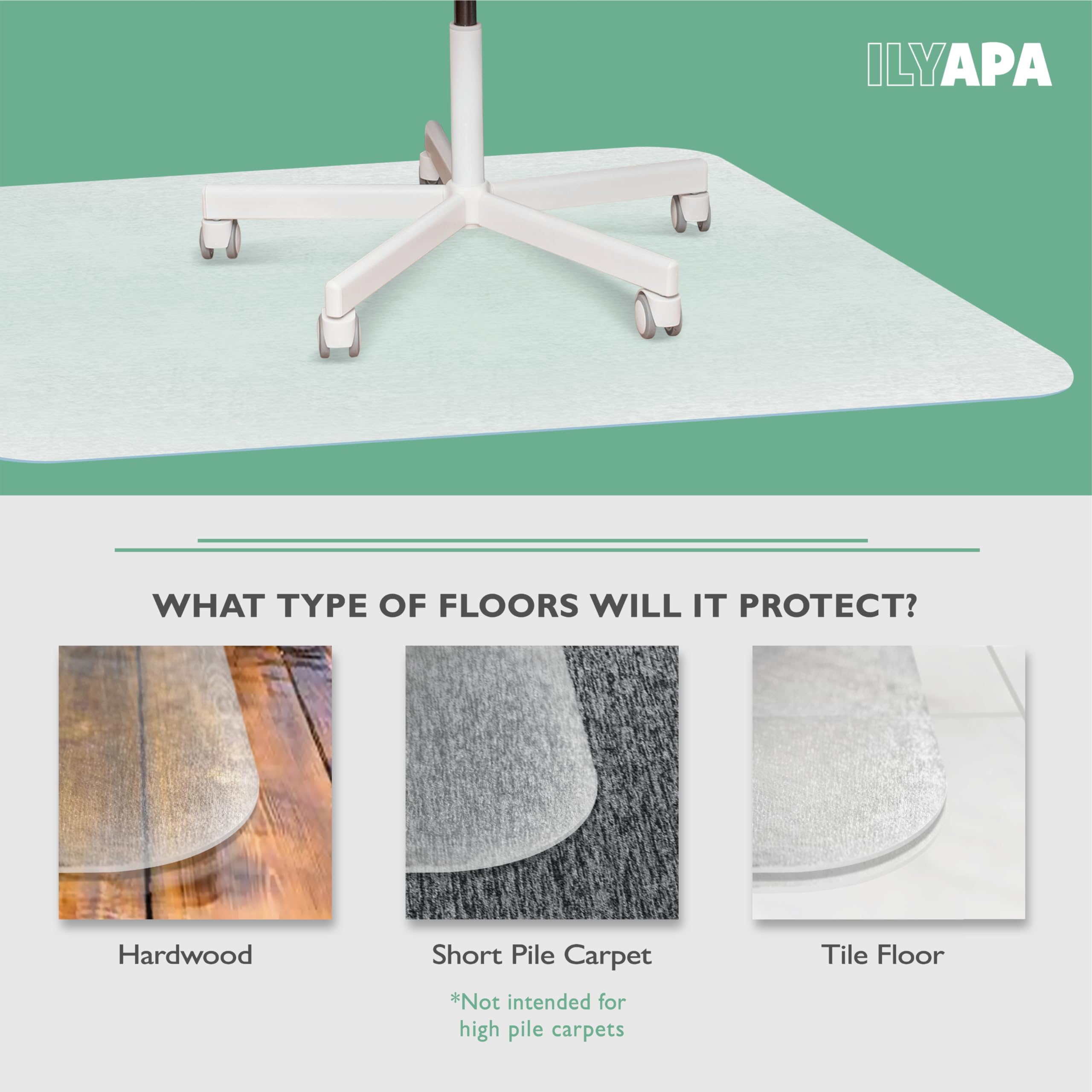 Office Chair Mat for Hard Floors - Clear Hardwood Mat for Desk Chairs - Picture 32 of 48