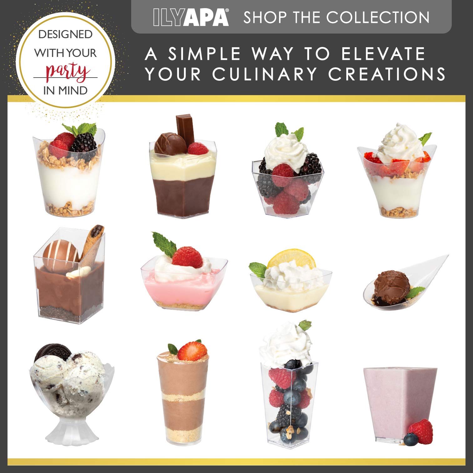 Plastic Dessert Cups with Spoons in Multiple Quantities - Mini Dessert Shooters