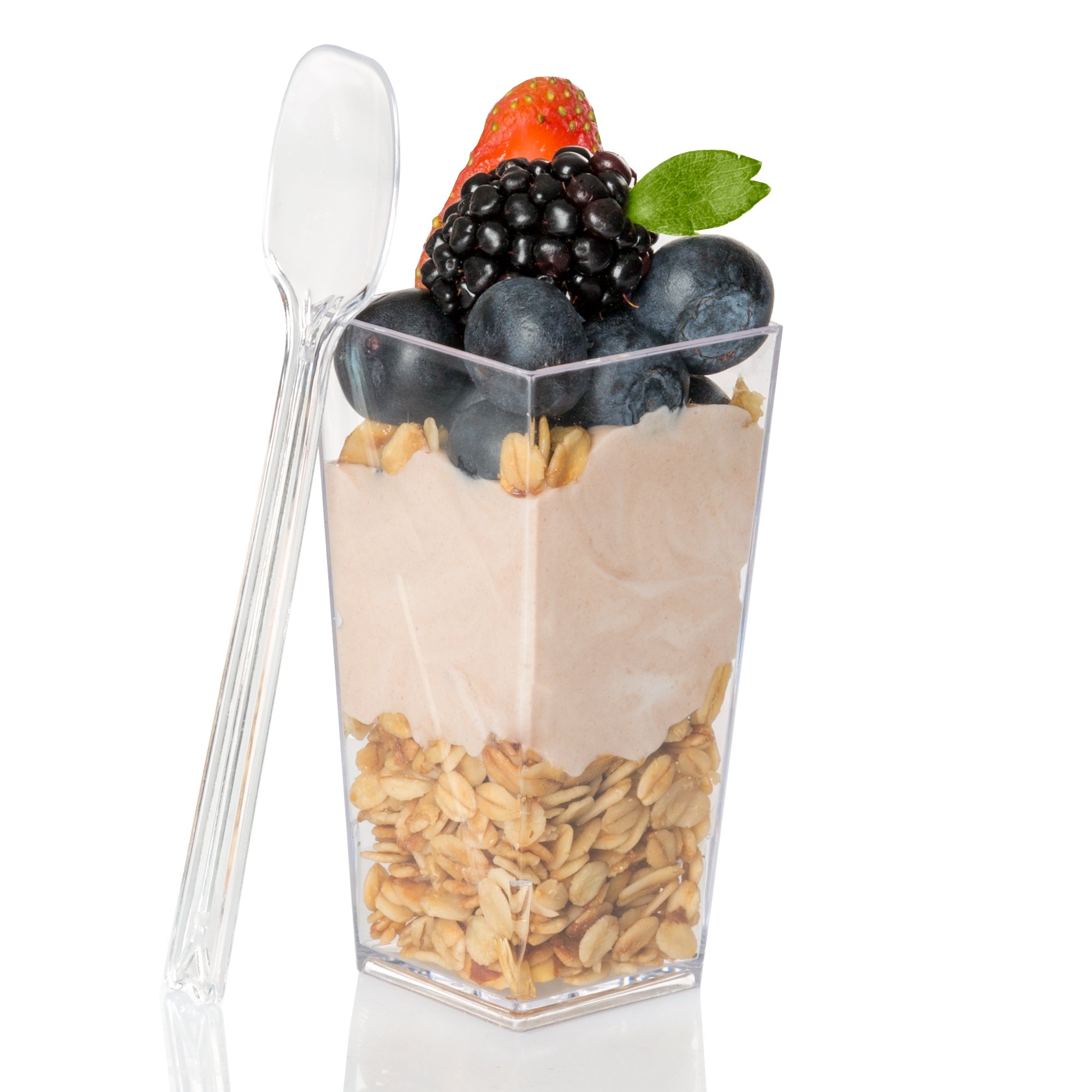 Plastic Dessert Cups with Spoons in Multiple Quantities - Mini Dessert Shooters