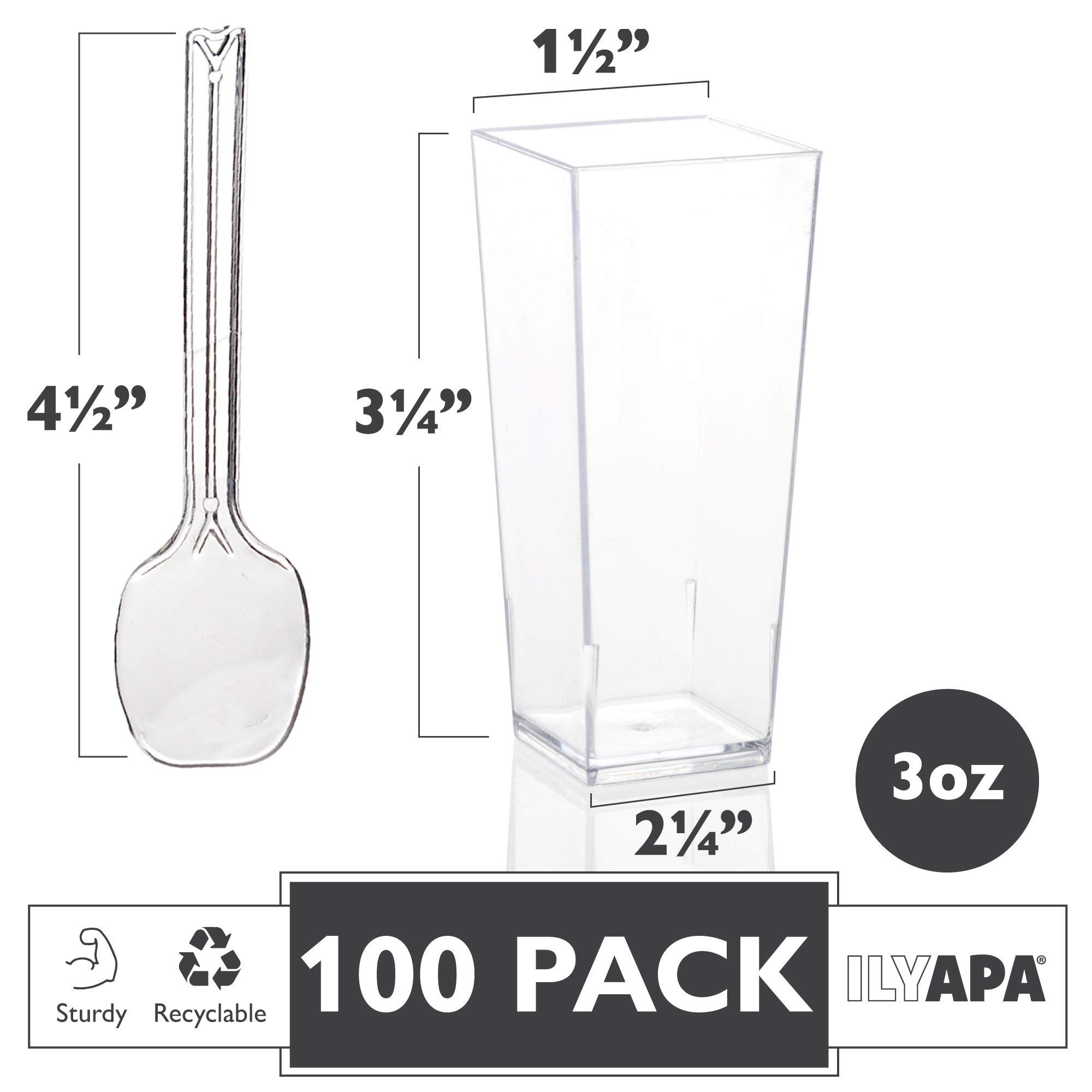 Plastic Dessert Cups with Spoons in Multiple Quantities - Mini Dessert Shooters