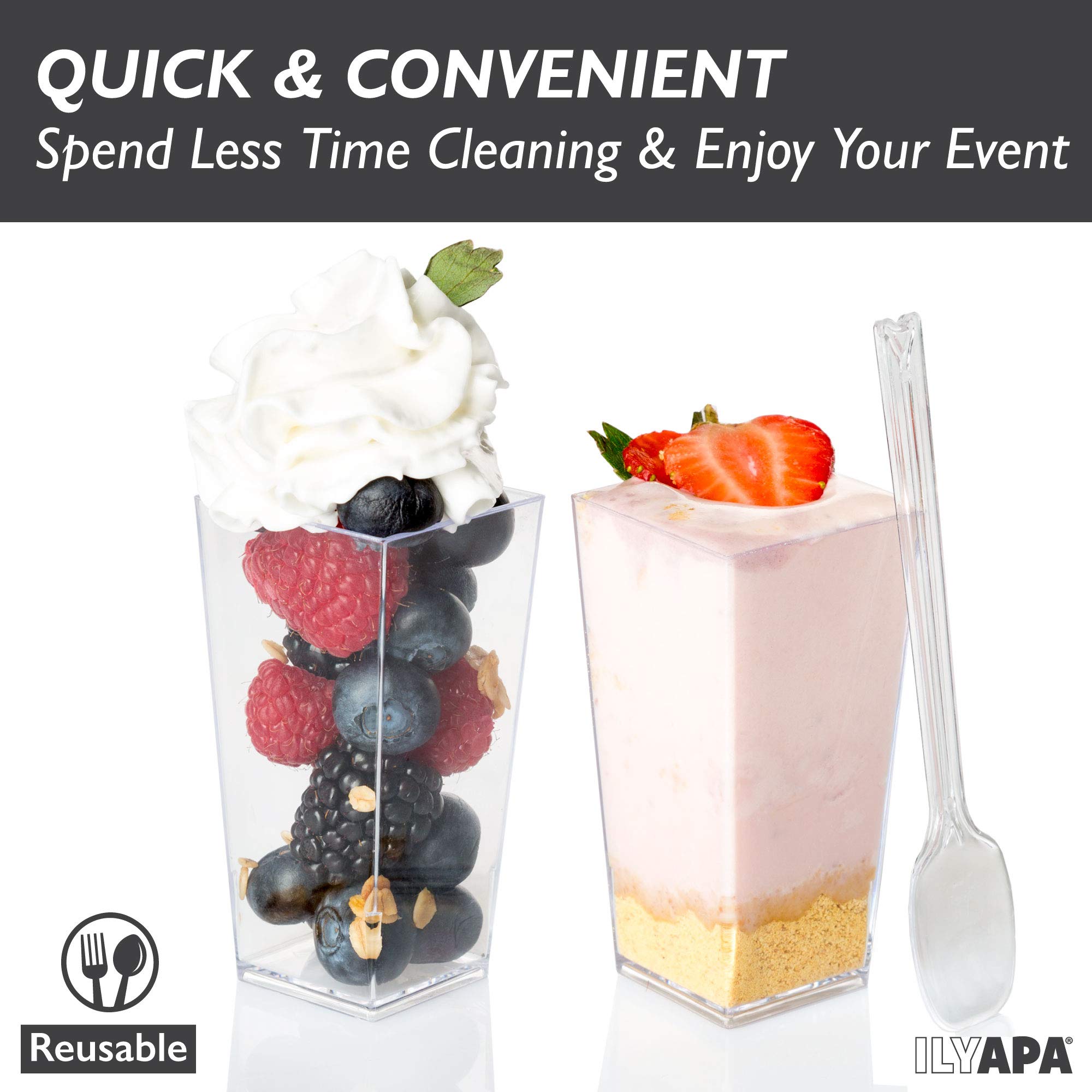 Plastic Dessert Cups with Spoons in Multiple Quantities - Mini Dessert Shooters